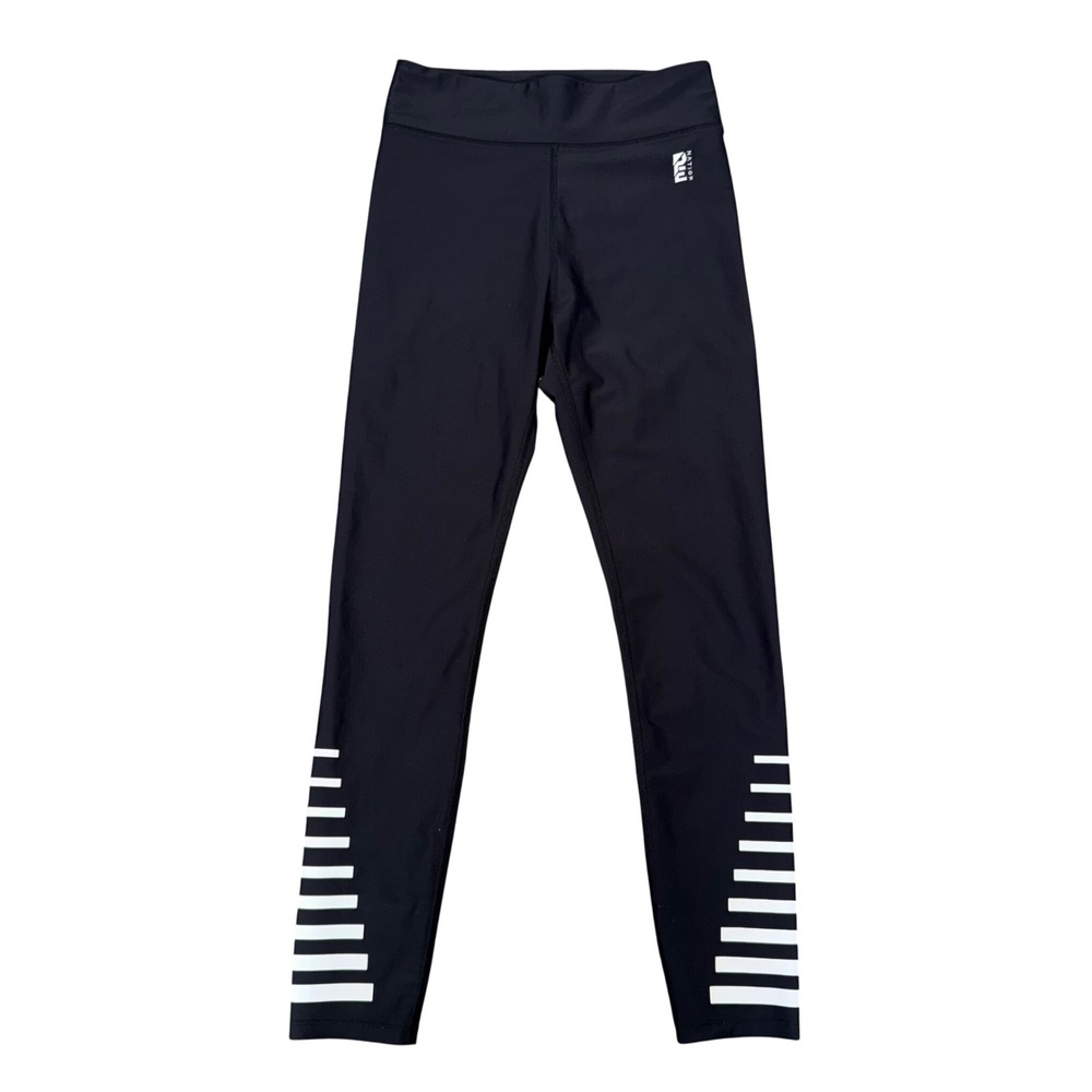 P.E Nation Leggings Women Small Black Excellent Striped Ankle Logo PEC-A02